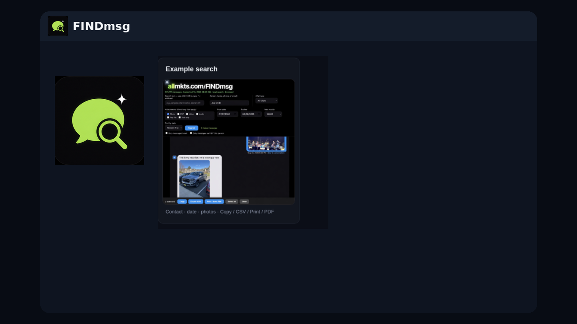 FINDmsg screenshot 1